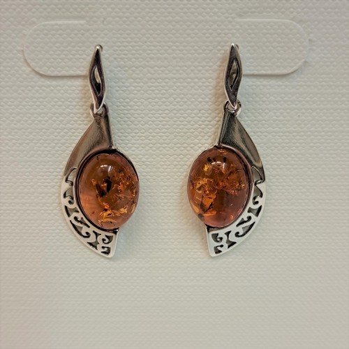 Click to view detail for HWG-2362 Earrings, Amber Ovals $43